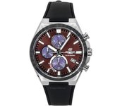 Casio Reloj analógico con cronógrafo Edifice con correa de piel y esfera burdeos Solar EQS-950BL-5A 100M para hombre