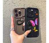 Funda N77 con diseño de mariposa, serpiente dorada y suave con ojos de ángel para iPhone 15, 14, 12, 11 Pro Max, 13 mini, 7, 8, 6S Plus, XS Max, XR SE, a prueba de golpes for iPhone 15 Pro Max