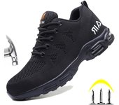 Nuevos zapatos de seguridad para hombres, zapatos de trabajo antigolpes y antiperforación, zapatillas de trabajo ligeras y transpirables, botas de construcción indestructibles 40 negro