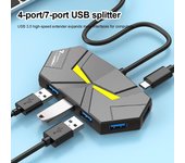 Concentrador USB 3.0 4 en 1, adaptador divisor múltiple de 4 puertos/7 puertos, estación de acoplamiento USB de alta velocidad para computadora portátil