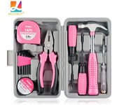 Juego de herramientas, kit de herramientas manuales básicas para el hogar general de 13/24 piezas con estuche de almacenamiento de caja de herramientas de plástico, ideal para reparaciones en el hogar