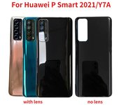 Parte trasera para Huawei P Smart 2021 Y7A PPA-LX2 LX3, batería trasera, carcasa de cristal para puerta trasera con lente de cámara Gold No Lens