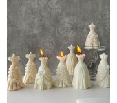 Molde de silicona para velas perfumadas con forma de vestido de novia, juego de fabricación de jabón reutilizable para manualidades enceradas con temática de boda para decoración del hogar 1213