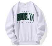 Sudadera con capucha unisex de polar suave y cálida con estampado de letras de Brooklyn 1898 New York, sudadera clásica de moda, sudadera deportiva original con cuello redondo S