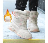 Botas de nieve versátiles de moda, zapatos de algodón grueso apilados, zapatos de algodón impermeables de caña alta, botas cálidas para exteriores de invierno para niños 39