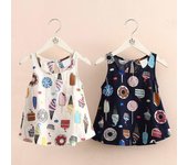 Vestido informal de verano para niñas, vestido sin mangas con patrón de donut, vestido de verano para desfile de niños pequeños 2XL/130