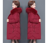 Chaqueta de invierno para mujer, chaqueta femenina con cuello de piel, chaqueta larga acolchada, prendas de vestir exteriores XL gris