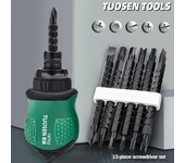 Dual Purpose Repair Tools 13 in 1 Ratchet Screwdriver Set Screwdriver Cross Groove Drill 2