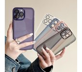 Funda de teléfono suave mate transparente para iPhone 16, 15 Pro Max, 14, 13, 12 y 11, Samsung S25 Ultra, S24 FE, S23, A16 y A55, color puro, a prueba de golpes, TPU protectora trasera. Samsung S22 Ultra negro
