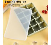 Bandeja de silicona para cubitos de hielo con tapa, 15/24 cavidades, fácil de liberar, sin BPA, ideal para verano, para refrigerador, cócteles, whisky, máquina de hielo, molde de prensa, suministros de cocina 24Grid azul