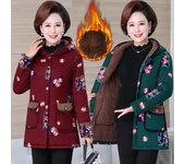 Chaqueta de plumón de algodón para mujer, parka con estampado de otoño e invierno, chaqueta gruesa de felpa de algodón con capucha, ropa de abrigo informal y cálida para mujer XL rojo