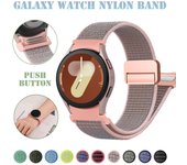 Correa de nailon magnética de un solo clic para Samsung Galaxy Watch 7, 6, 5, 4, 40 mm, 44 mm, FE, 40 mm, 6 Classic, 4 Classic, 5 Pro, pulsera suave sin espacios, correa para Galaxy Watch 7 Galaxy Watch 7 40mm 44mm blanco