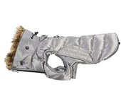 Abrigo acolchado para perro Kruuse Buster Active con ribete de piel sintética XX-Small gris