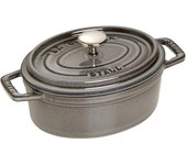 Maceta Staub Cocotte Ovalada Gris Pequeña de Esmalte Fundido a Mano, Compatible con IH, La Cocotte Ovalada Japonesa  Pico 15 cm  [Producto Autorizado] 40509-477