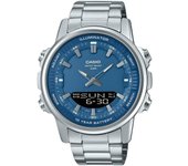 Casio Reloj analógico digital de acero inoxidable con esfera azul y cuarzo AMW-880D-2A1V para hombre azul
