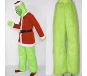 Disfraces de Halloween Cosplay COS Grinch Monstruo de pelo verde Máscara de ropa Disfraz de juego de Grinch de Navidad Muñeco de Grinch ladrón S