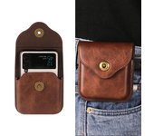 Funda de cuero con clip para cinturón universal para Motorola Razr 40 Ultra Samsung Z Flip 6 5 4 3 5G VIVO X Flip Huawei P50 Pocket 2 Funda para riñonera Samsung Z Flip 3 negro