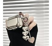Estuche de lujo para auriculares Apple Airpods Pro2, plateado galvanizado, funda para AirPods 4, 1, 2 y 3, llavero con forma de corazón abstracto simple. AirPods 4