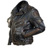 Chaqueta de cuero personalizada de otoño e invierno para hombre Chaqueta ajustada con cremallera y múltiples bolsillos S negro