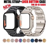 Cambiar a Ultra Protector de pantalla para reloj inteligente Series 9 7 8 banda 45mm 41mm funda + correa iWatch SE 6 5 4 44mm 40mm girando a Ultra2 40mm plata