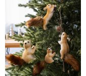 Adorno de ardilla navideña Colgante para árbol de Navidad Decoración para fiesta Lindas decoraciones peludas One Size