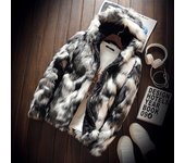 Abrigos con capucha de ocio de invierno para hombre, chaquetas gruesas, abrigos de piel de zorro de imitación delgados a la moda para mantenerse abrigados en invierno XXXXXL negro