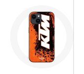 Funda - KTM - Iphone 14 - Logo blanco - Fondo naranja - Suave