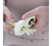 Rebanador de cebolla y verduras, picador de alimentos de cocina, diseño de hoja afilada, cortador de verduras portátil de tamaño compacto, herramienta cortadora de frutas blanco