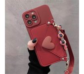 Funda con cordón para iPhone 15, 11, 12, 13, 14 Pro Max, con correa para el cuello, tarjetero, monedero y bandolera coreana For iPhone 11