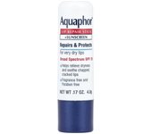 Aquaphor, Barra Reparadora de Labios + Protección UV, FPS 30, Sin Perfume, 4.8 g (0,17 onzas)