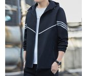 Chaquetas de hombre con bolsillos, cortavientos holgado informal a rayas con cremallera, cuello levantado, chaqueta Bomber impermeable para deportes al aire libre L gris