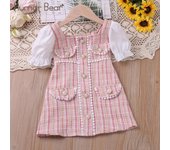 Vestido de verano para niñas, con mangas abullonadas y estampado floral, vestido dulce para niños, vestido de princesa para fiestas infantiles 130cm azul