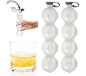 Molde para hacer cubitos de hielo redondos de 4 agujeros, fácil de llenar y liberar, con cubierta de silicona para whisky y cócteles. 1pc