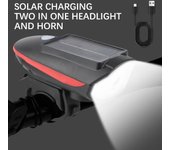 Reflector delantero de alto brillo para bicicleta, motocicleta, con bocina, luz solar para bicicleta, timbre eléctrico, luces para bicicleta, luz nocturna Red