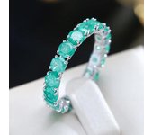 Anillos de lujo para mujer, Color plateado brillante, con incrustaciones completas, circonita verde esmerilada, joyería de personalidad para fiesta de boda 6 verde