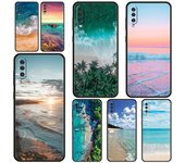 Funda de teléfono con diseño de playa y cielo azul marino para Samsung Galaxy A52, A14, A50, A70, A30, A40, A20S, A20E, A02S, A12, A22, A34, A42, A32 5G, A54, A04s Samsung A30 A20