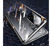 Funda de adsorción magnética con carcasa de vidrio doble 360 para Huawei Pura 70 P60 50 40 Pro Honor 80 70 Mate 60 50 40 Pro Funda protectora de lente completa para teléfono For Huawei P60 negro