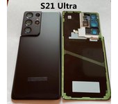 Reemplazo de vidrio trasero para Samsung Galaxy S21 Ultra SM-G998FD Tapa de puerta trasera de batería con lente de cámara Logotipo CE S21 Ultra sliver CE