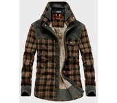 Chaquetas casuales de invierno para hombre, camisas a cuadros cálidas de lana, camisas de negocios, abrigos, ropa exterior de algodón de alta calidad para hombre, camisas, chaquetas XXXXL negro