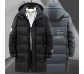 Chaqueta de invierno de talla grande para hombre, cálida parka de algodón con capucha y plumón, cortavientos, acolchada, larga, talla grande 10XL 8XL 10XL gris