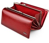 Cartera de mujer Cartera larga multifuncional de gran capacidad de cuero real borgoña