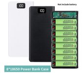 Caja de almacenamiento de carga de batería 8*18650, caja de banco de energía de batería LCD, caja de soporte de batería tipo C con doble USB de 5 V sin batería