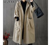 VEZFAA Chaquetas y abrigos con capucha de manga larga para otoño e invierno con estampado de Color sólido informal a la moda para mujer One Size