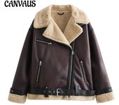 Chaqueta reversible de piel de moda urbana de talla grande para mujer de otoño e invierno XS negro