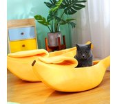 Cama para gatos con forma de plátano, divertida y acogedora alfombra para gatos, camas cálidas y duraderas, cesta portátil para mascotas, perrera, cojín para perros, suministros para gatos, Multicolor S 40x15x11cm amarillo