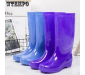 Botas de lluvia para mujer, altas, sin mangas, de tela, de secado rápido, zapatos impermeables para adultos, zapatos de goma antideslizantes para mujer, zapatos de trabajo para mujer 41 púrpura