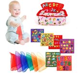 Caja de pañuelos, juguete para bebé, juguetes Montessori para bebés de 6 a 12 meses, juguete sensorial para bebés y niños pequeños color rosa