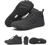 Zapatos de nieve tobilleros botas de nieve forradas de piel mujeres hombres zapatillas de deporte de invierno impermeables botas de nieve cálidas para caminar senderismo para el invierno 36 negro
