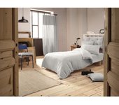 Pack housse de couette  Gaïa   Gaze de Coton  - Gaïa Nuage - Pack 3 Pièces pour lit 90 x 190 cm (1 Housse de couette 140 x 200 + 1
