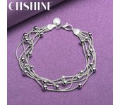 CHSHINE Pulsera de cadena de cinco serpientes de plata esterlina 925 para mujeres y hombres, joyería con abalorios de moda para bodas y fiestas 20CM 8inches
